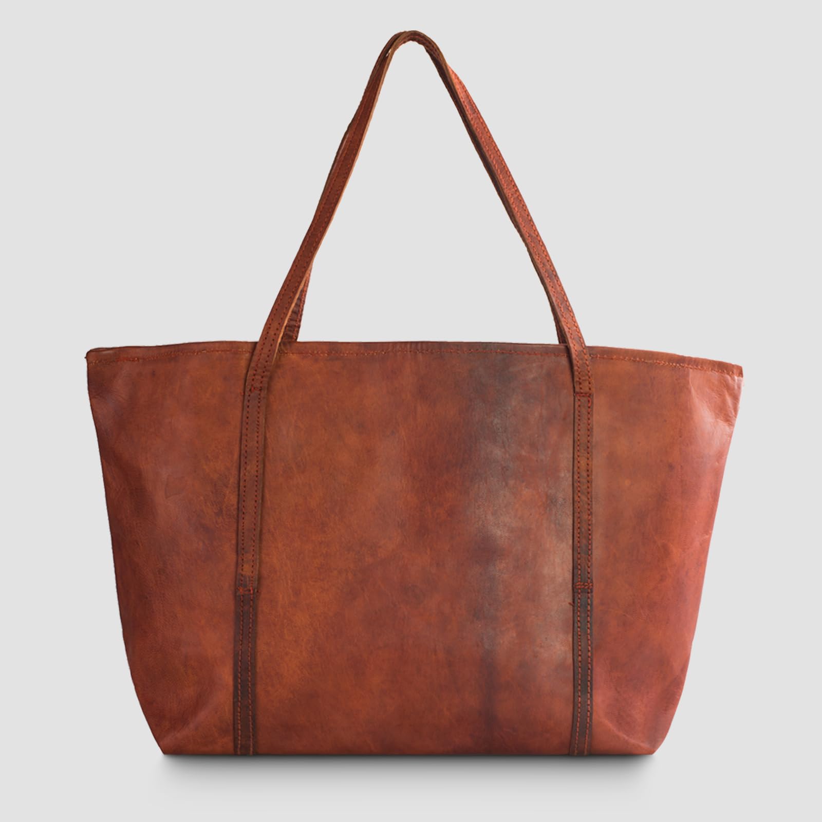 LEABAGS Bolso de Mano Mujer | Shopper de Cuero Genuino Premium | Bolsa de Negocios para Portátil de hasta 16" | Bolsa de Transporte para Trabajo, Universidad, Escuela, Tiempo Libre o Compras | Marrón