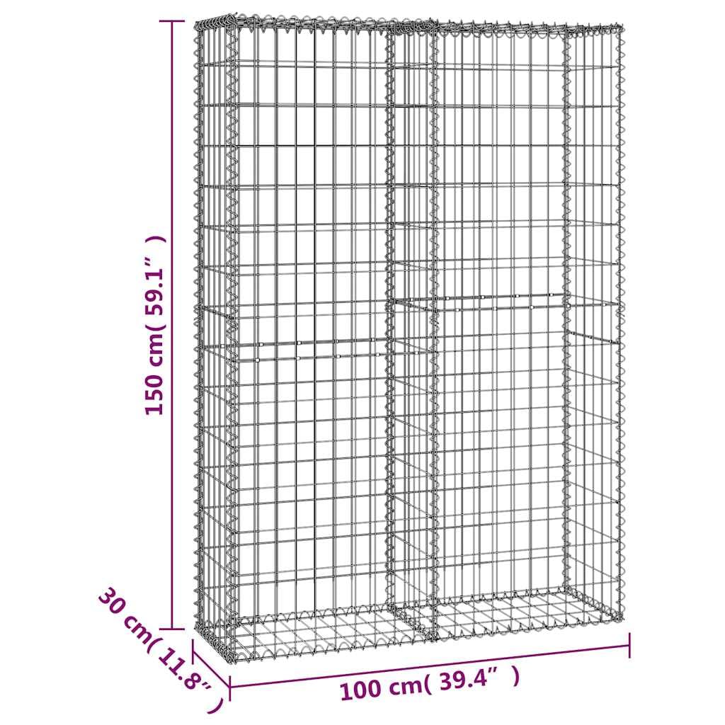 vidaXL Panier de Gabion avec Couvercle Fil Galvanisé 150x100x30 cm