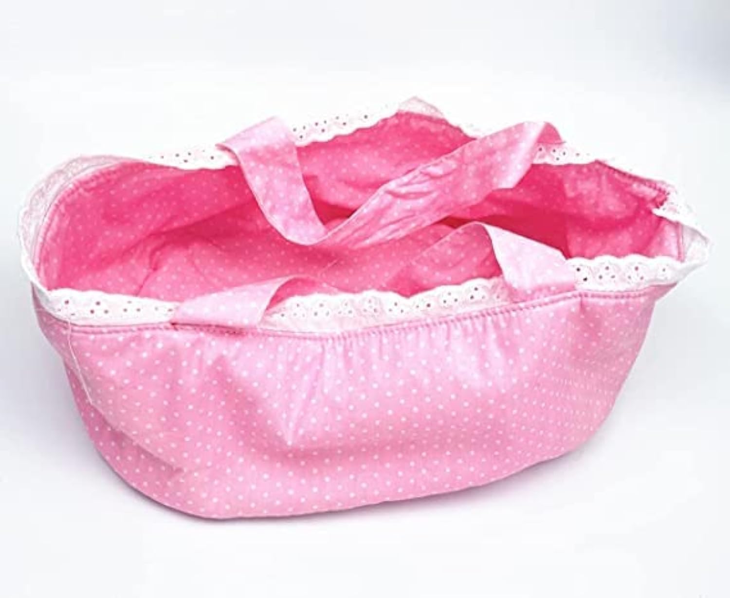 Reborn Baby Dolls Baskets Pink Crib Bed Soft Carrier for 17-22 inch Baby Doll Accessories Baskets with Handle