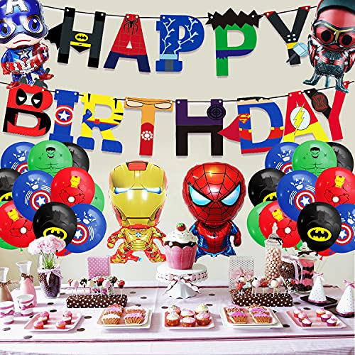 DWTECH Superheld Avengers Feestdecoratie 28 stuks ballonnen met 4 stuks grote folie ballonnen, 1 Happy Birthday banner… - Image 7