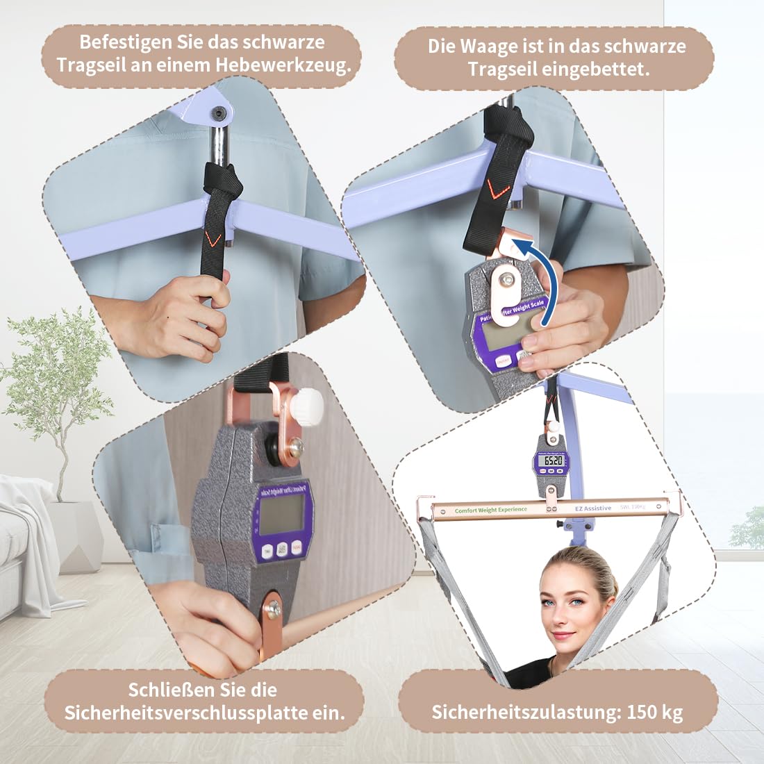 EZ Assistive Lift-Waage, Patientengewichtswaage für Lift, SWL 330 LBS