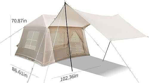 Miniatura 2 de Inflatable Tent with Pump, Glamping Tents for 4-6 Person, Easy Setup 4 Season Outdoor Tent, Water-Proof Luxury Glamping with 12 Mesh Window