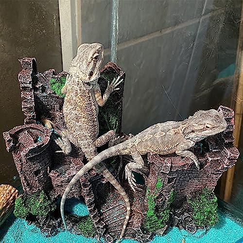 Image of Tank Accessories for Bearded Dragon Include Resin Classical Castle Reptile Hammocks Climb Habitat Hanging Jungle Vines Flexible Leaves Climbing Decor for Chameleon Lizard Gecko Spider(6 PCS)