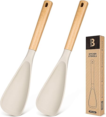 Miniatura 22 de Cuchara de cocina para utensilios de cocina antiadherentes, ideal para cocinar y servir silicona mate resistente sin BPA, cuchara con mango de Negro
