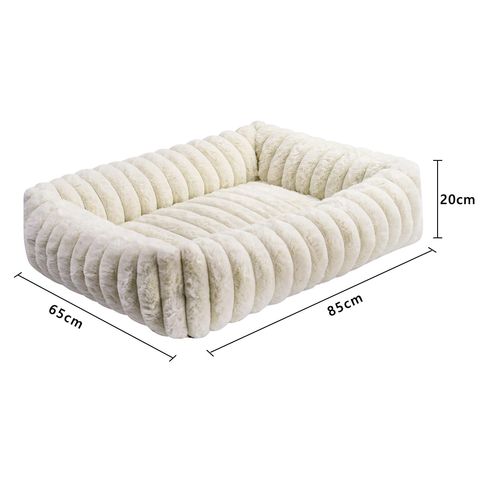 EASY SPEED Cama de Perro Grande, Colchón Terciopelo Relleno de Fibra Transpirable, Base Extraíble y Lavable, para Invierno Cálida, Suave y Cómoda, Interior y Exterior, Medidas 85x65cm, Blanco