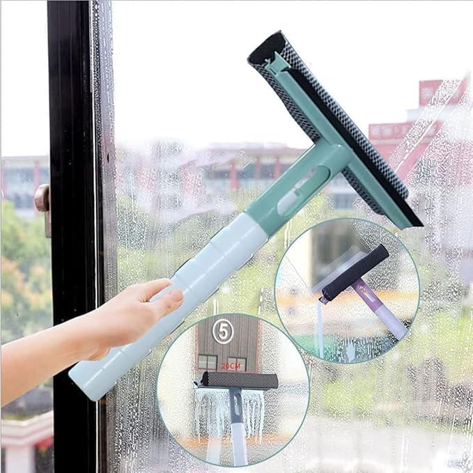 Sohansh 3-in-1 Spray Window Cleaner | Spray, Scrape & Wipe Glass Brush Wiper | Multifunctional Double-Sided Cleaner for Windows, Bathroom Tiles, Tables & Car 1