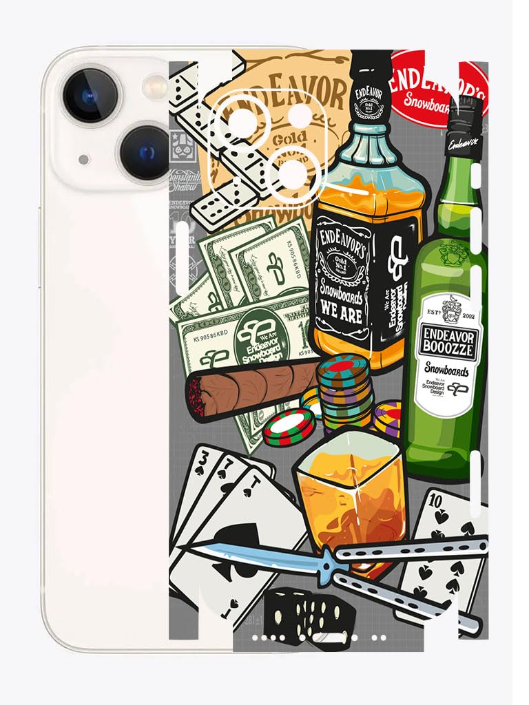 AtOdds - Compatible for iPhone 13 - WineGraffiti Design Printed Mobile Back Screen Guard Protector (Coverage - Back+Camera+Sides)-image-21