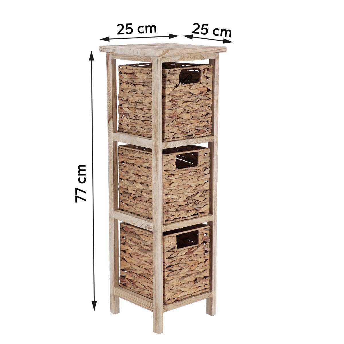 Tendance - Mueble Paulownia con 3 cestas Jacinto - Natural