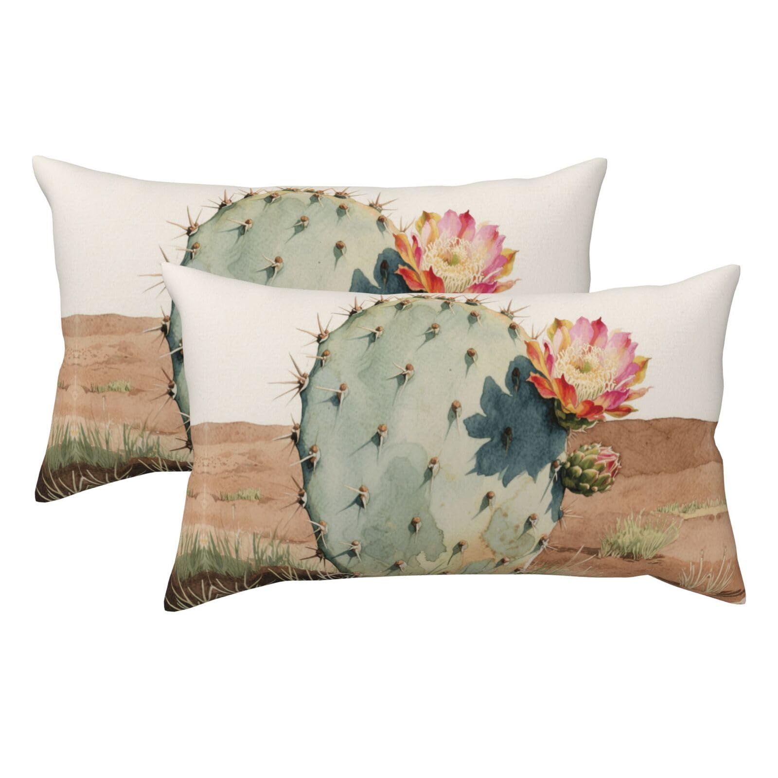 Cactus Luxury King Pillowcases Set of 2, Plush Velvet Feel Pillow Covers with Hidden Zipper, Skin & Hair Friendly, 20x36 Inches Pillow Cases for Sleeping Gift