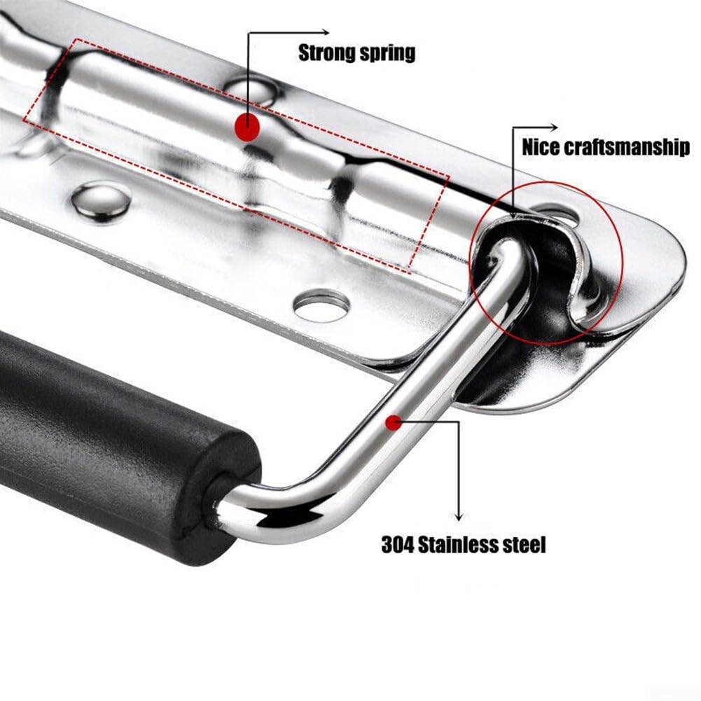 Poignée en caoutchouc à ressort pour étui, coffre, haut-parleurs de cabine, ampli de guitare, boîte personnalisée pour – Poignée de transport en acier inoxydable 304 avec antirouille et (100 mm)