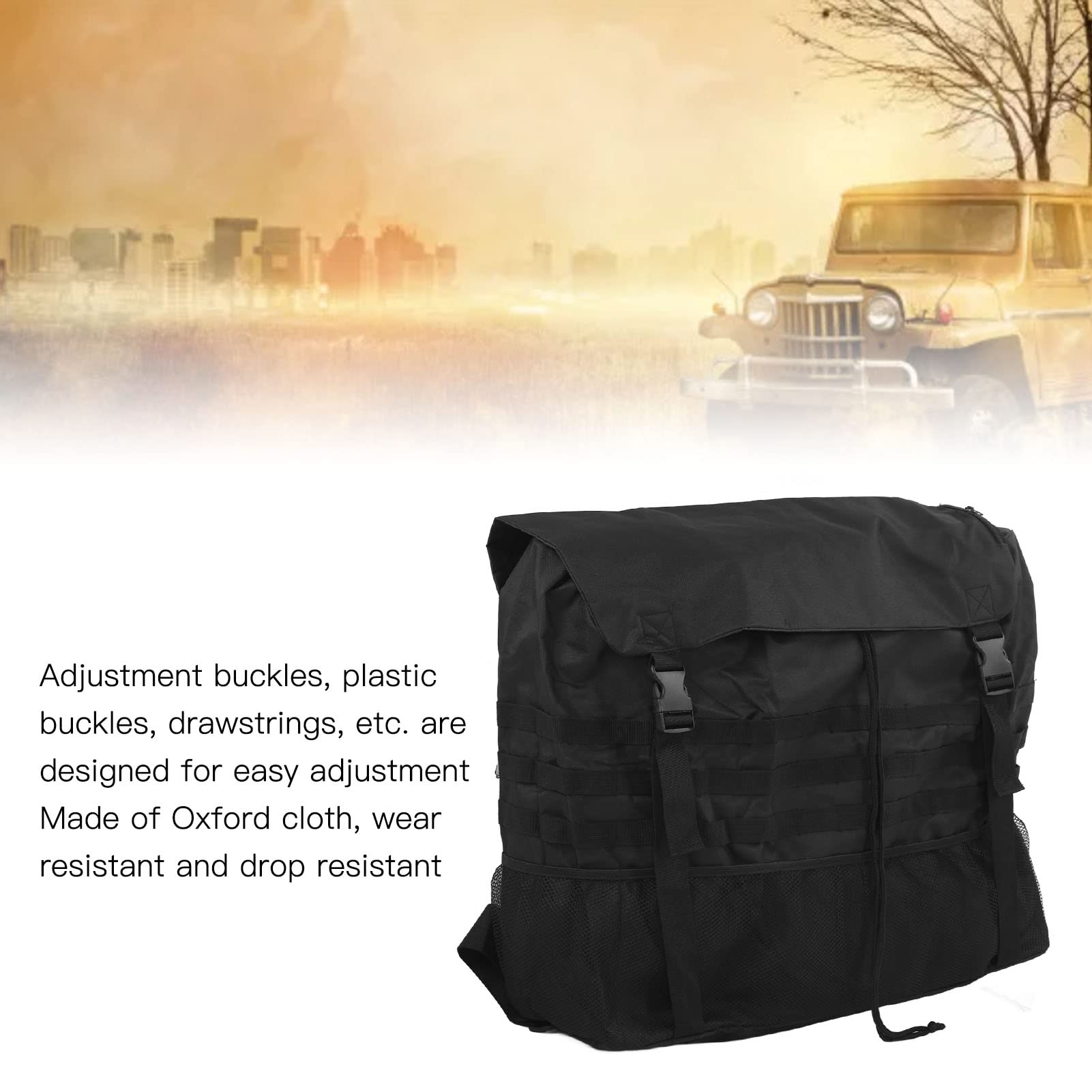 Reservewiel Vuilniszak 600d Oxford-doek Offroad Reserveband Trasharoo-zakken Grotere Capaciteit Opbergtas voor Reservebanden Gespen voor Zware Auto's voor Buiten(zwart
