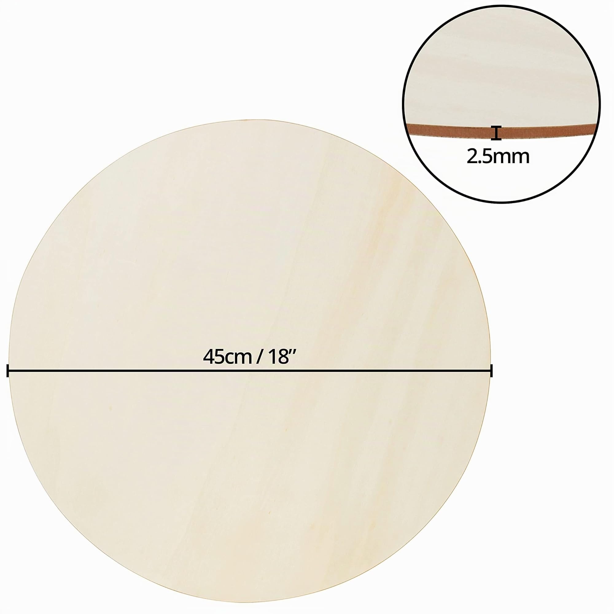 Belle Vous Naturbelassene Runde Holzscheiben (4 Stk) - 45 cm - Ausgeschnittene Holzscheiben zum Basteln, Malen und Brandmalerei - Holz Platten für Wohn-, Hochzeits- und Weihnachtsdeko & Türhänger