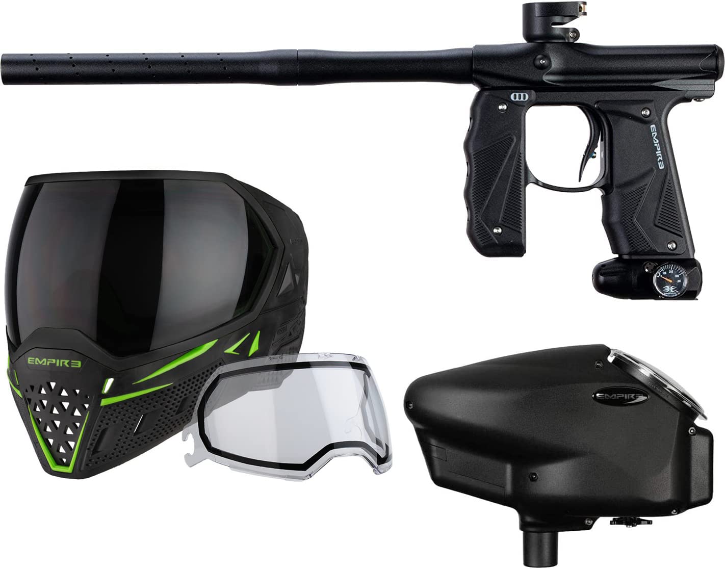 Empire Mini GS Electronic Paintball Gun Marker w Empire Halo Too Electronic Paintball Loader and EVS Thermal Paintball Mask
