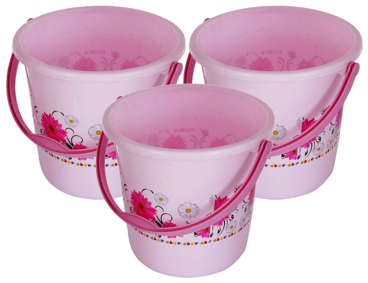 Kuber Industries Floral Design 3 Pieces Unbreakable Strong Plastic Bathroom Bucket 18 LTR (Pink) - CTKTC034697 (B082VFNZ24) Amazon Price History, Amazon Price Tracker
