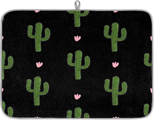 Miniatura 1 de Tropical Cactus Print Dish Drying Mat 18x24 Inch Absorbent Reversible Microfiber Dish for Kitchen Coffee Bar Countertop