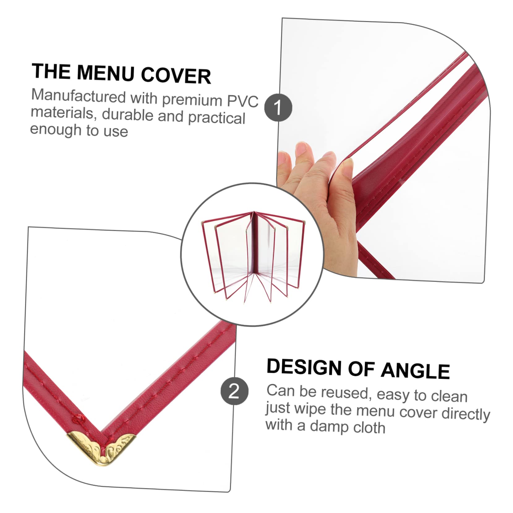 VILLFUL Recipe Folder Protector Menu Book Cover Trifold Clear Menu Cover Menu Binder Double View Menu Sleeves Wine Menu Covers Binders Holder The Menu Coffee Bar Accessories PVC