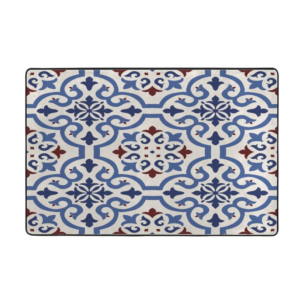 Grand tapis de sol antidérapant motif damassé pour chambre