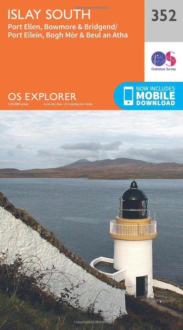 Ordnance Survey Unisex Orange Explorer 352 Islay South Map With Digital Version,