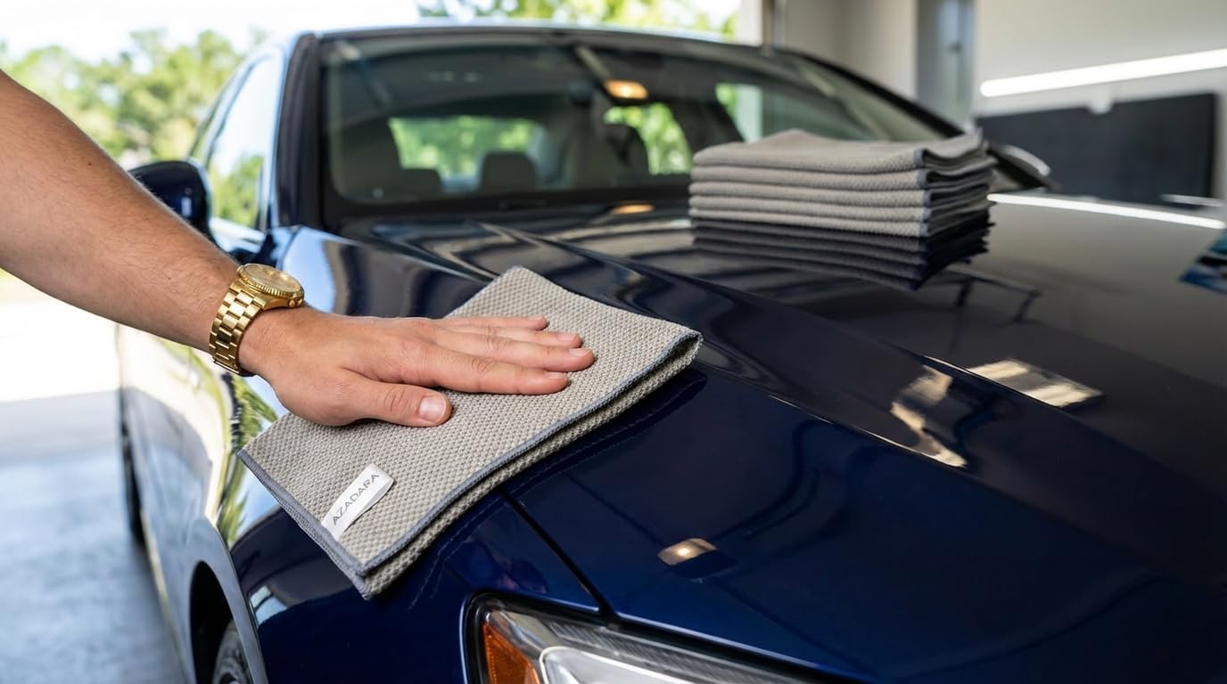 Dual-Sided Microfiber Cleaning Cloths – Non-Scratch Scrub & Absorbent Wipe – 2-in-1 Reusable Cleaning Towels for Kitchen, Home, Car, Glass & Appliances – 11.81” x 11.81” (12 Pack)