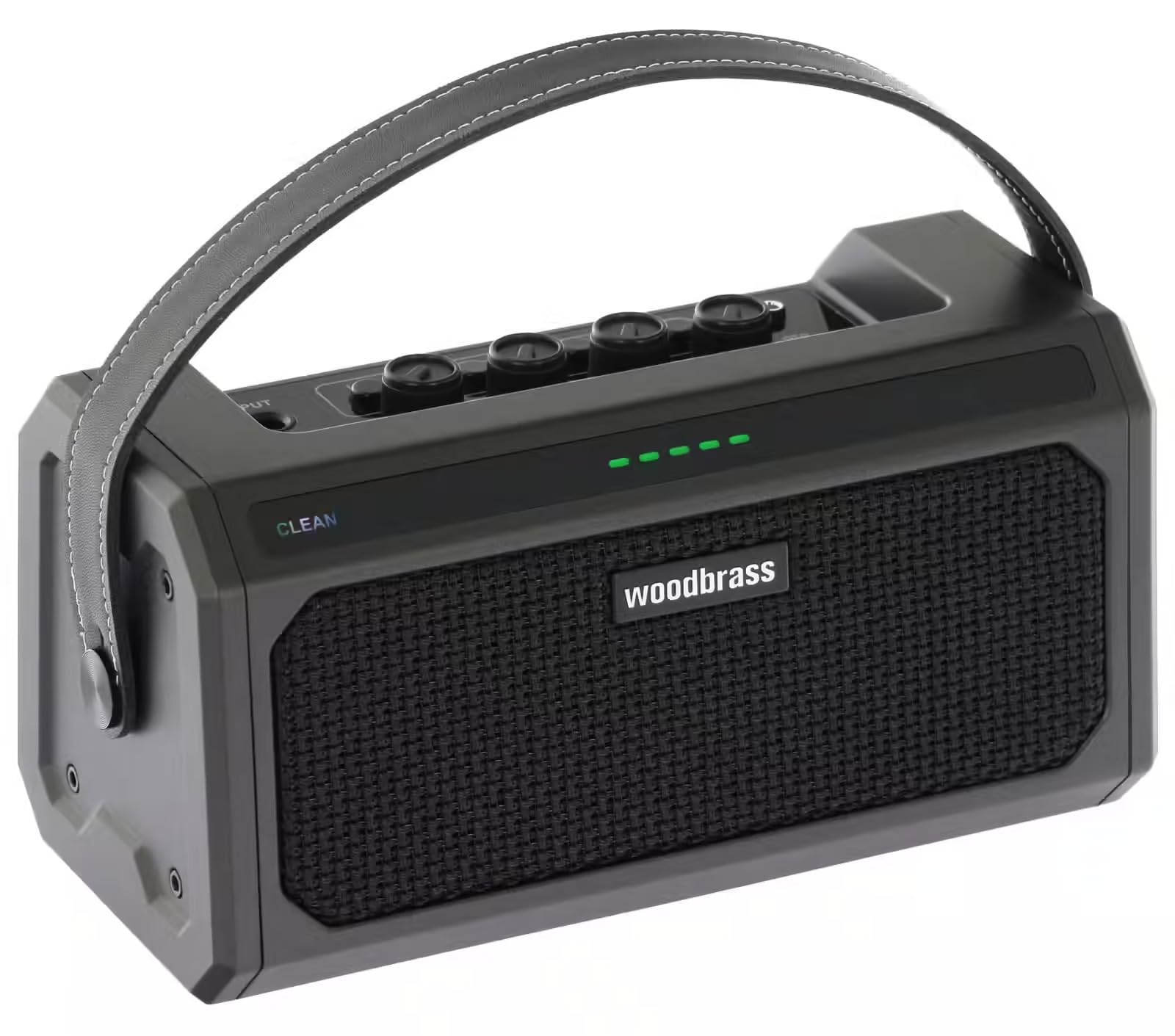 WOODBRASS GE10 - Amplificador de guitarra eléctrica (10 W, negro, transistor compacto, 5 canales, efectos integrados, altavoz de 6 pulgadas, ideal para principiantes y prácticas)