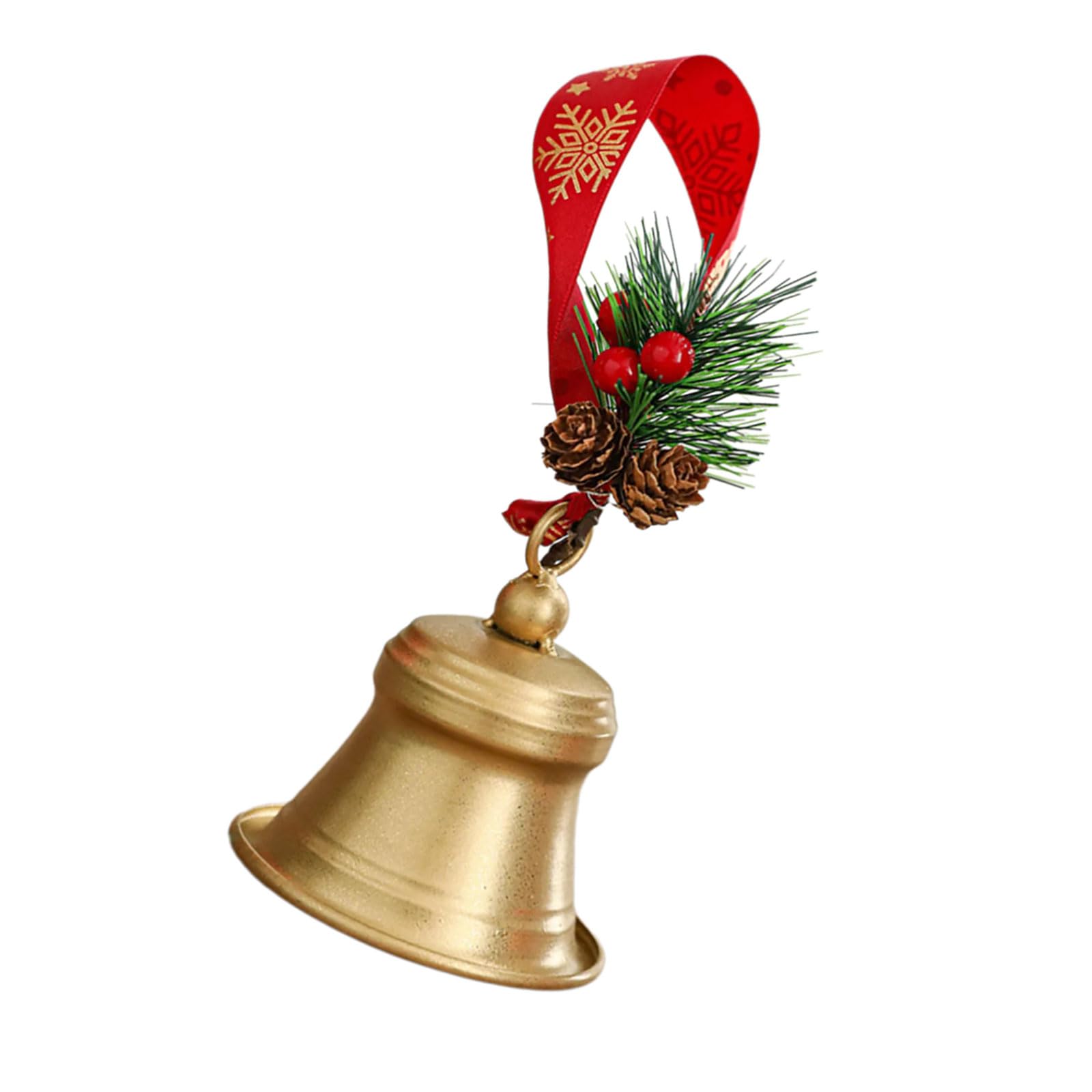 Buxuaaaa Christmas Bells Decors with Hanging Rope Pine Cone Bowknot Vintage Metal Bells for Tree Wreath Door Wall Decorations Festival Tree