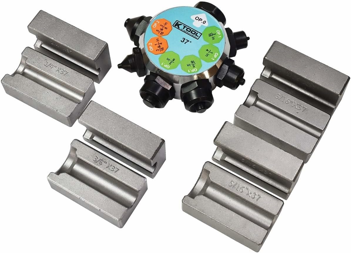 K Tool International 70083 37 Degree Flaring Die Adapter Kit, for Brake Transmission and Power Steering Lines, Includes Turret and Seven Adapters, One Year Warranty