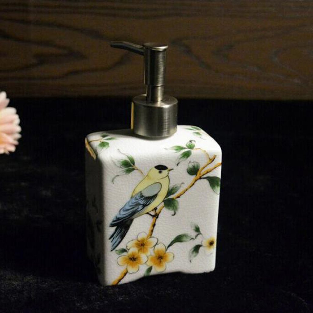 HYLR Bathroom Suite Ceramica crepa per Il Ghiaccio in Stile Cinese Bagno 5 Pezzi Incluso Dispenser per Sapone Portaspazzolino Porta detersivo per sciacquone