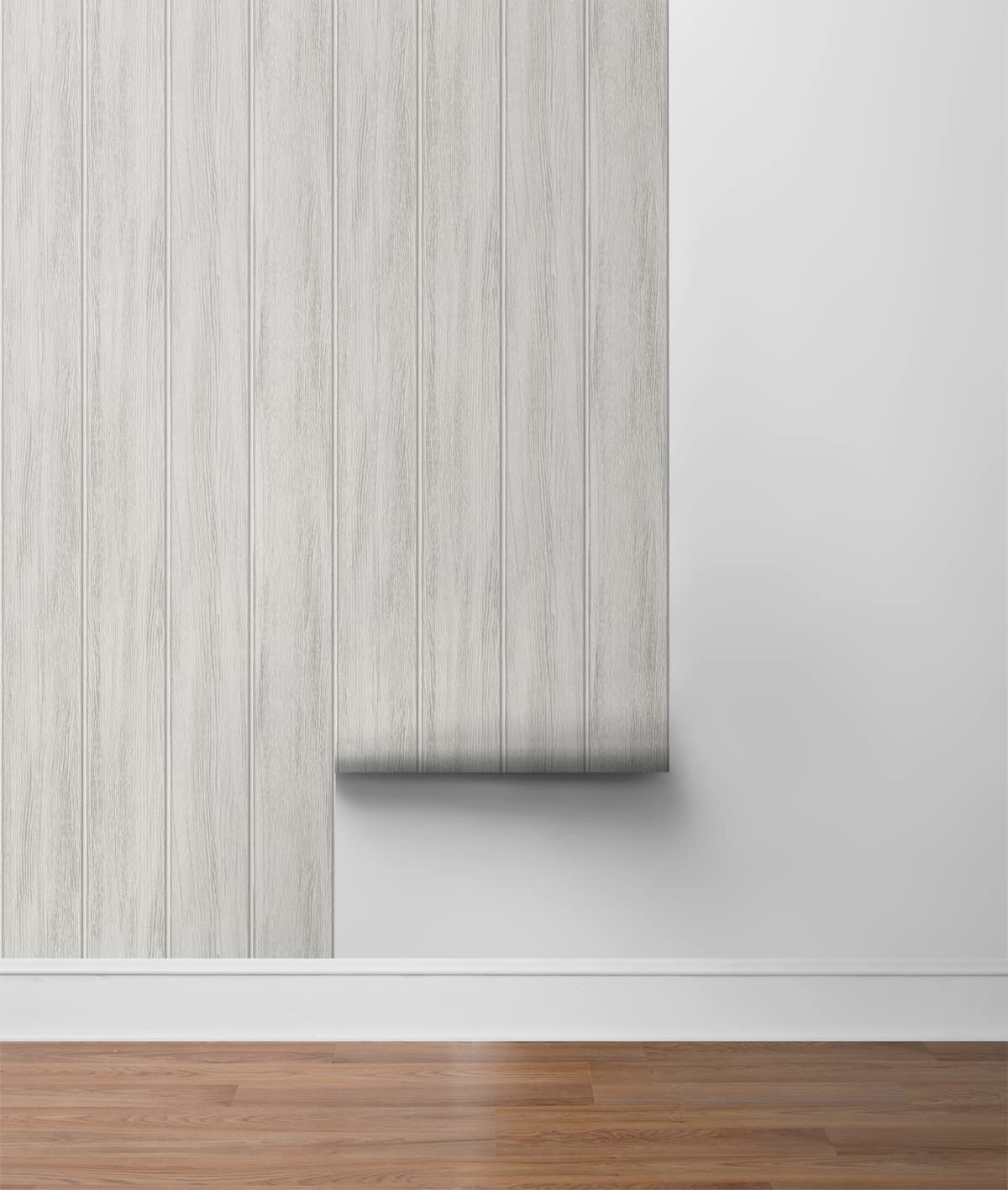 NextWall Faux Wood Panel Peel and Stick Wallpaper (Weathered Grey)