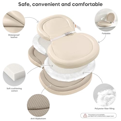Miniatura 7 de Cambiador de bebé con impermeable y fácil de limpiar, almohadilla cambiadora de pañales de poliuretano plegable antideslizante, cinturón de