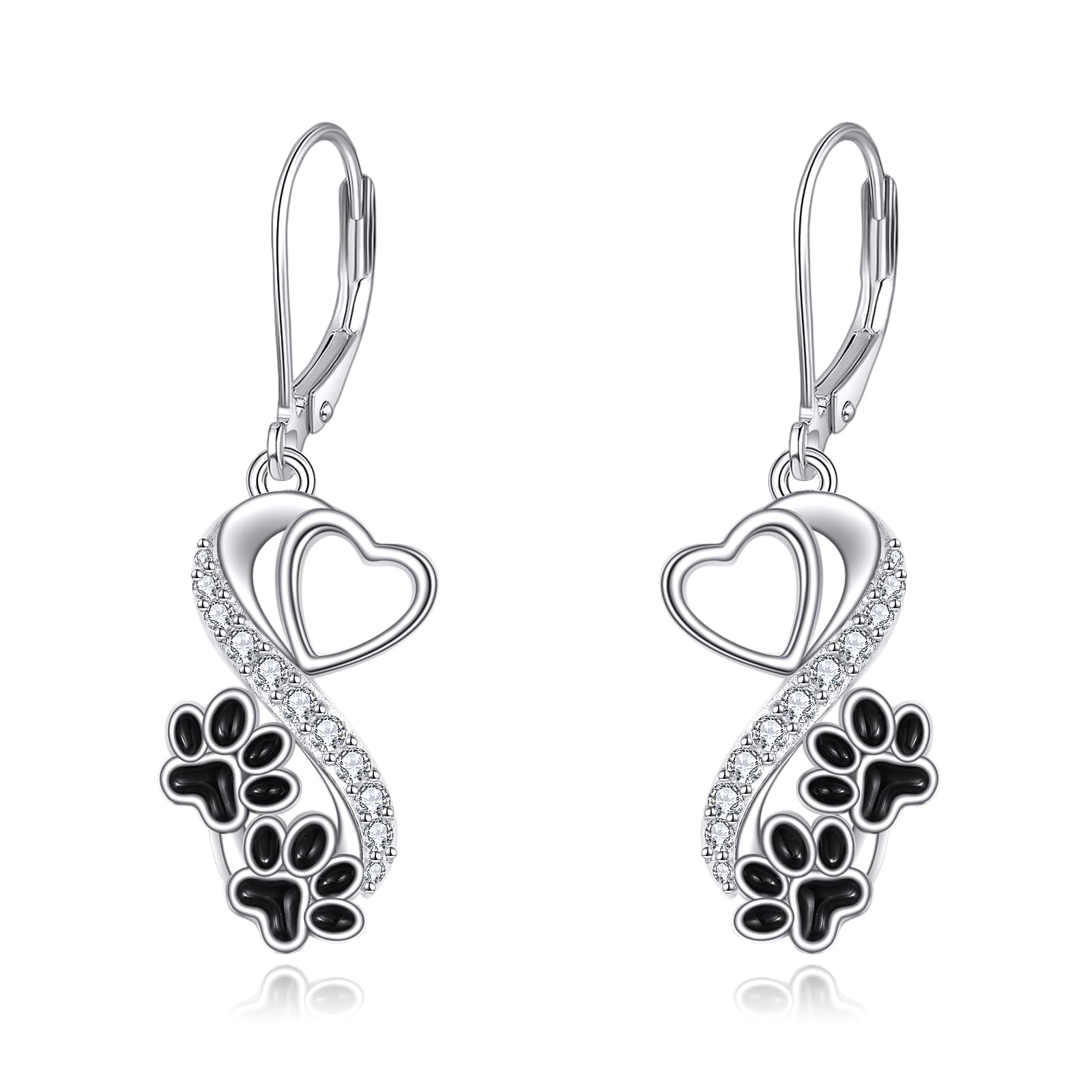 Christmas Gifts Animals Earrings for Women Sterling Silver Cup Cat Earrings Drop Bulldog Paw Raccoon Bee Leverback Earrings Jewelry Mothers Day