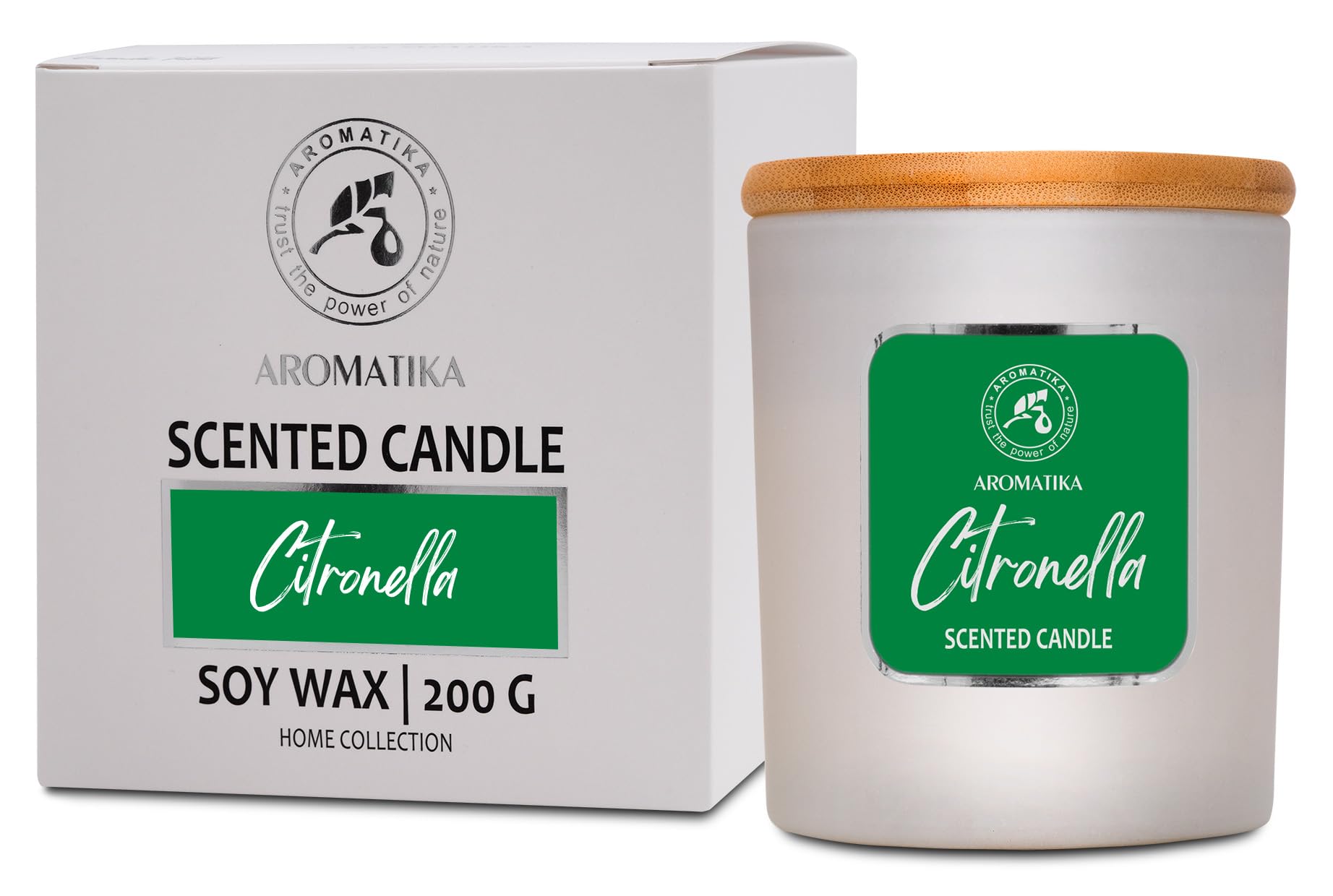 Scented Candle Citronella 200g - Aromatherapy Candle - Soy Wax Candles for Home Scented - Glass Candle Gift - Home Scented Candles - Aroma Freshener - Fresh Soy Wax Candle