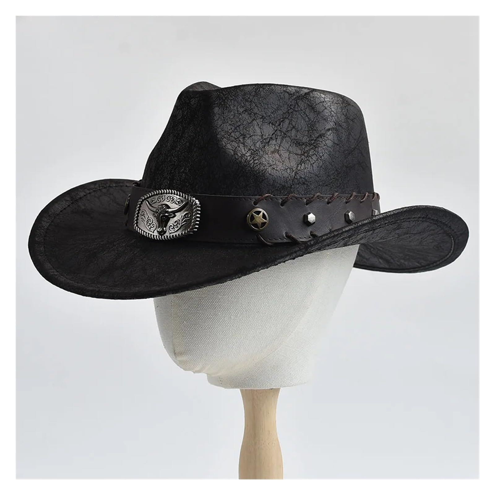 Cappello Cowboy Cappello da Cowboy for Uomo e Donna in Finta Pelle Vintage Gentiluomo, Cowgirl, Jazz, Sombrero
