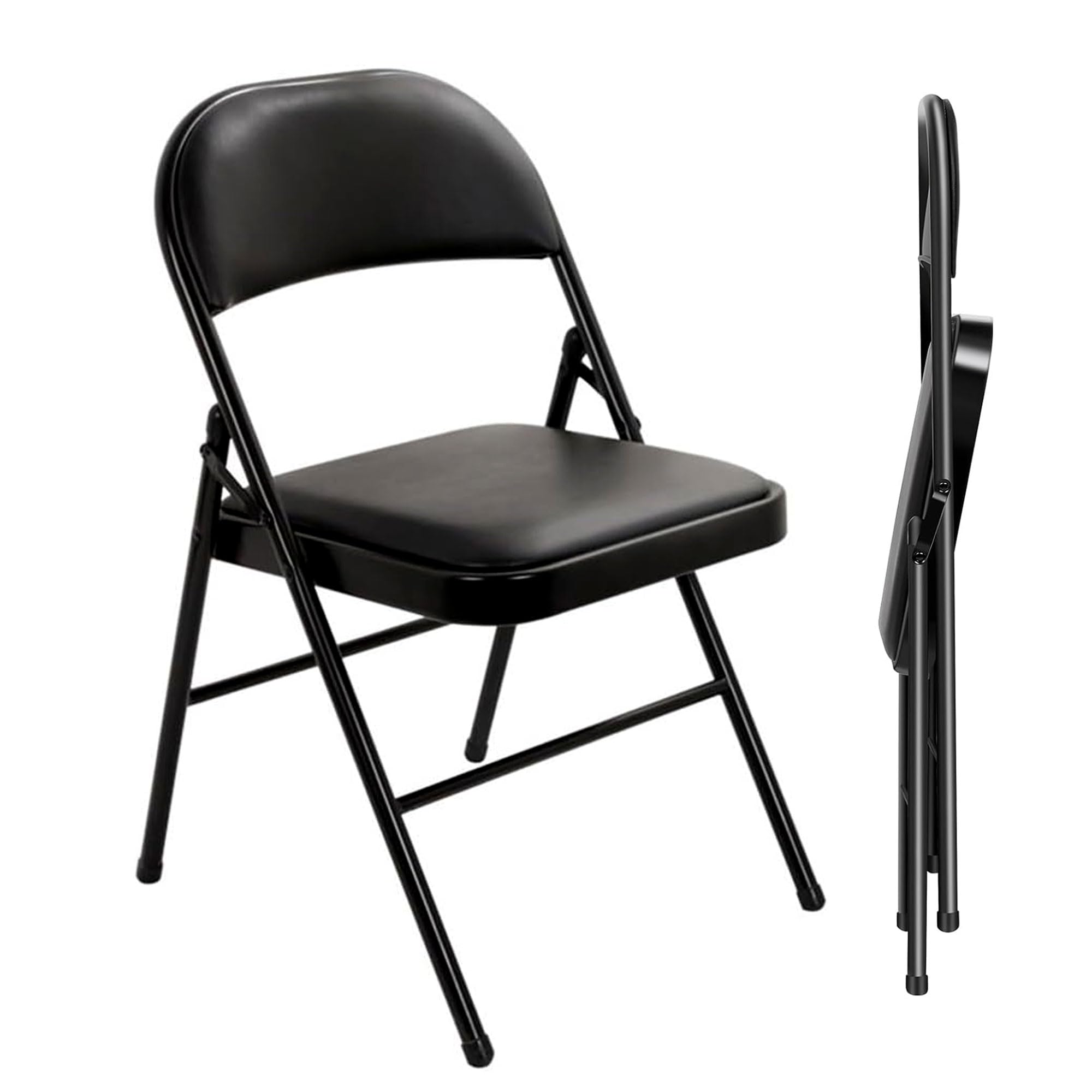 JupiterJX PU Padded Folding Chairs Metal Frame Home Office Dining Chair for Guest Visitor Conference Meeting Party SChool (1)