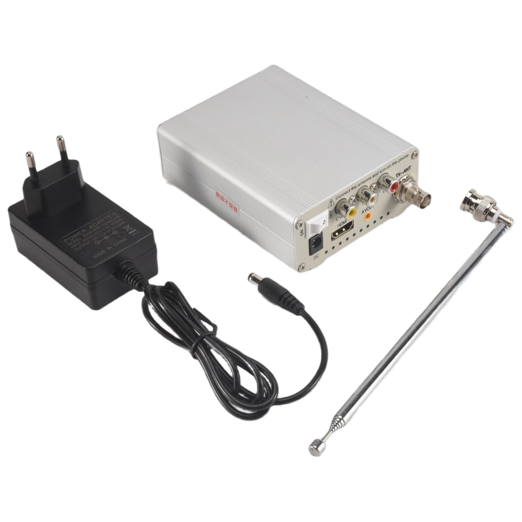 JANZU TV-TX200 Transmetteur TV Analogique VHF/UHF HD/AV avec Antenne Télescopique Prise UE