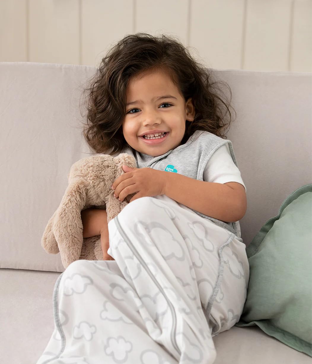 Love To Dream Organic Lite sacco nanna, 6-18 mesi - Grigio | Maniche corte, coperta indossabile leggera | 0,2 Tog per primavera ed estate (24–27°C) | Pile di cotone e doppia cerniera