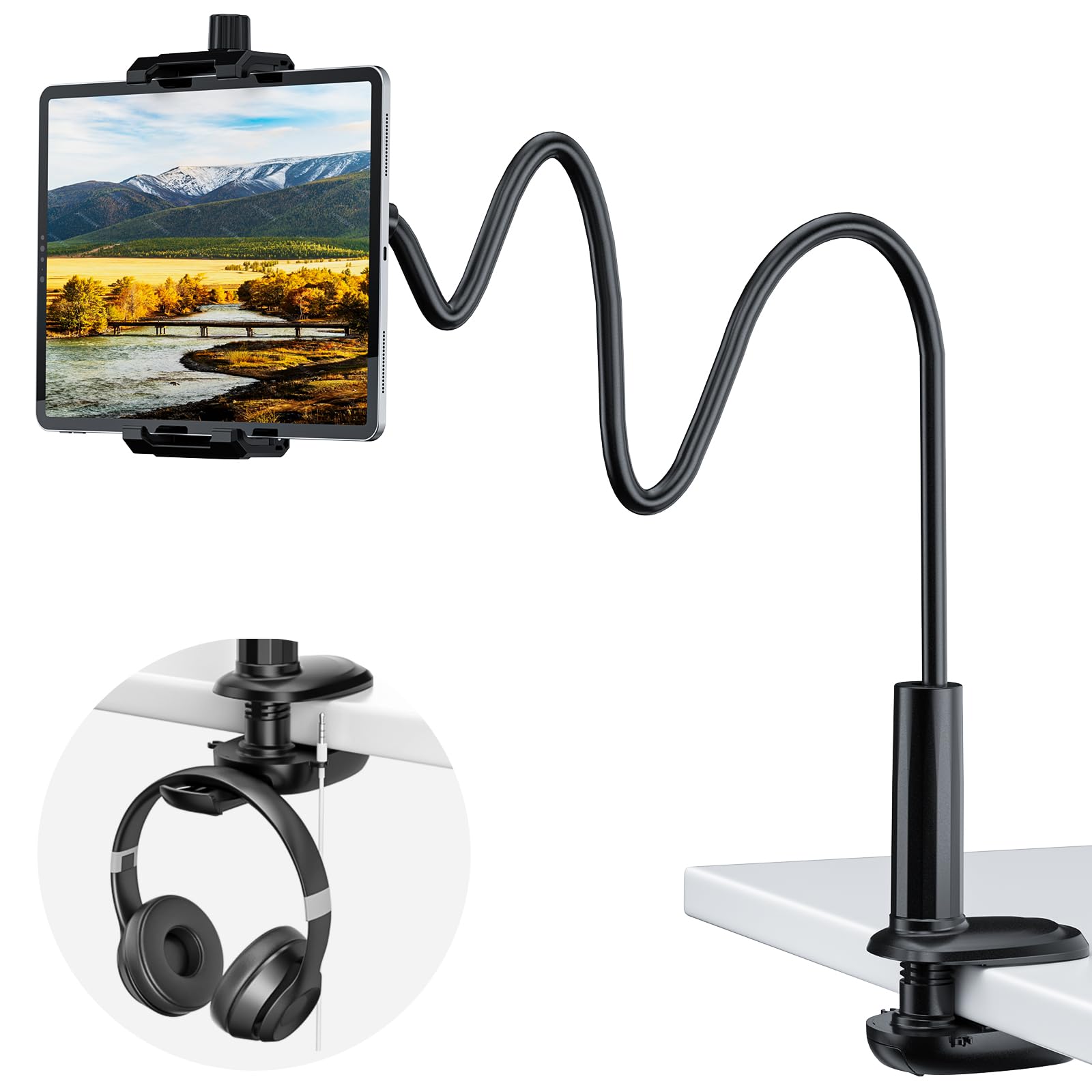 Photo 1 of ***FOR PARTS ONLY*** ***KDD Gooseneck Tablet Stand, 360° Adjustable Phone & iPad Holder for Bed and Desk, Flexible Arm Mount Clip for Video Recording, Bedside & Headboard Clamp for iPad Pro 12.9, Mini, Kindle