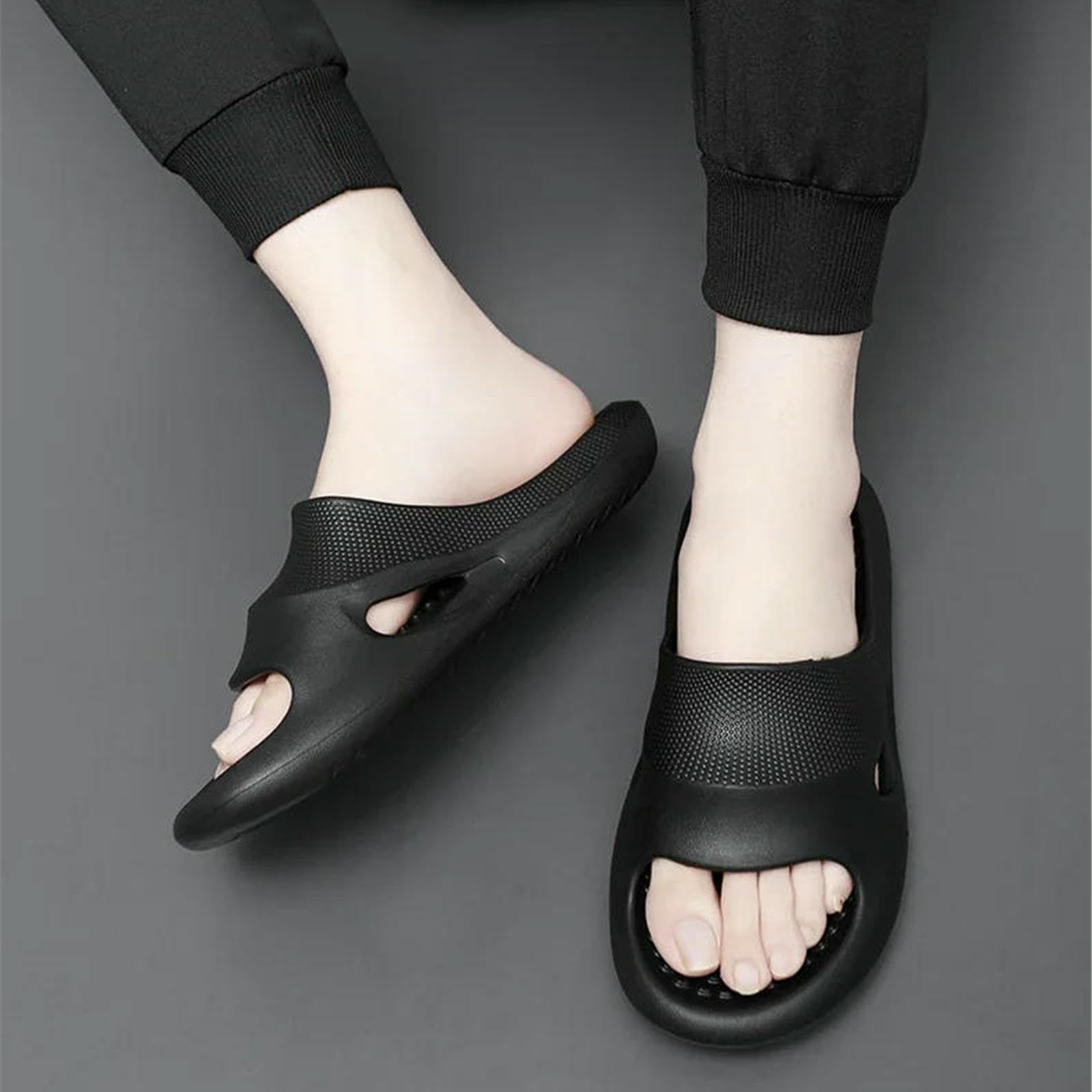 Claquette Hommes Chaussures De Douche Intérieure Pantoufles Pantoufles-noir-38-39 (eu-39 5) Longueur du Pied 9,84 "