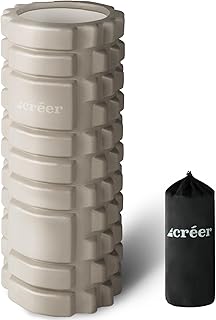 【日本企業企画 インテリアに馴染むオリジナルくすみカラー13色】créer [クレエ] フォームローラー 筋膜ローラー 筋膜リリース 収納袋付き ２種類の凹凸 ストレッチローラー (グレージュ)