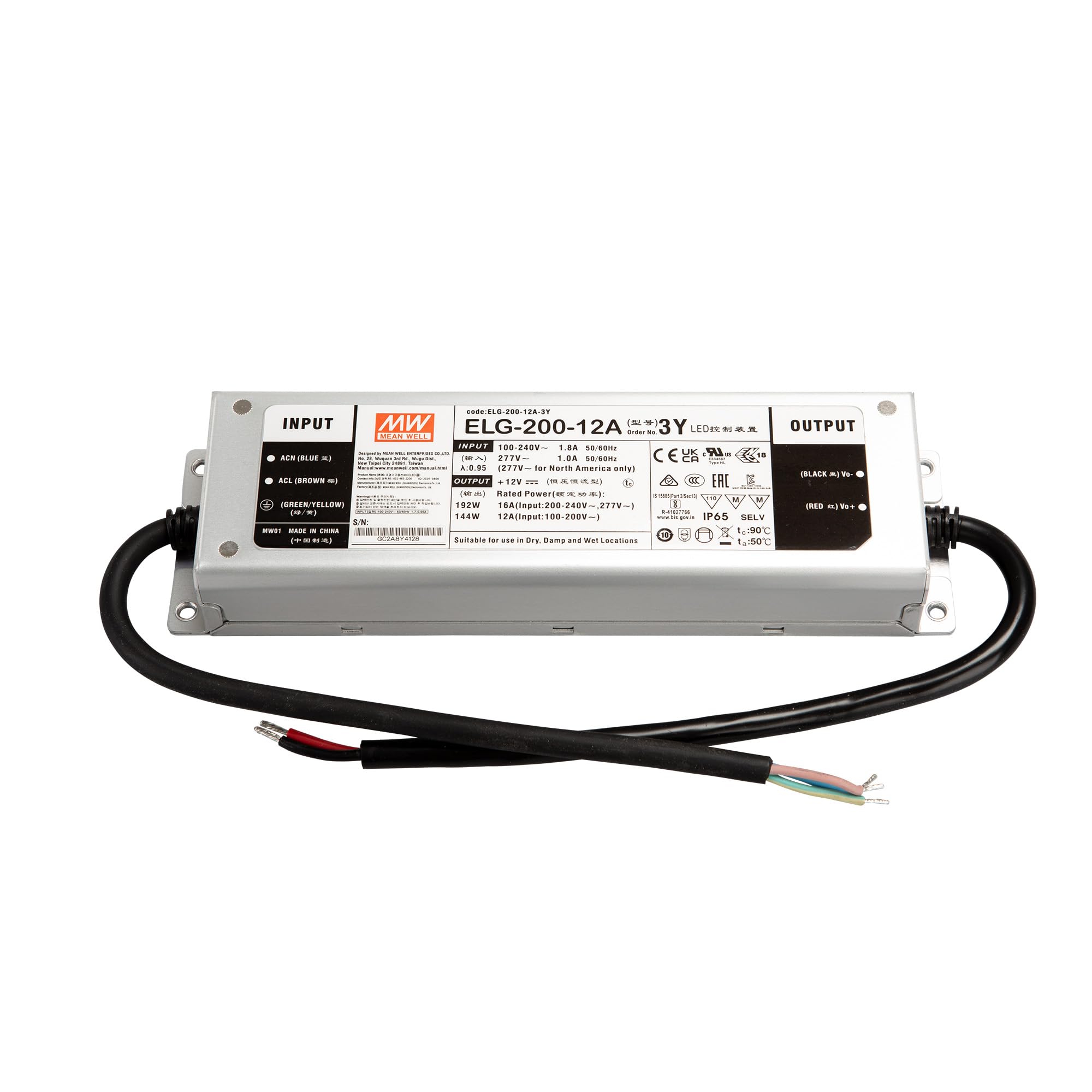 Mean Well ELG 200 12A 3Y LED Netzteil 192W 12V 16A IP65 Schaltnetzteil CV Mean Well ELG 200 12A 3Y LED Netzteil 192W 12V 16A IP65 Schaltnetzteil CV