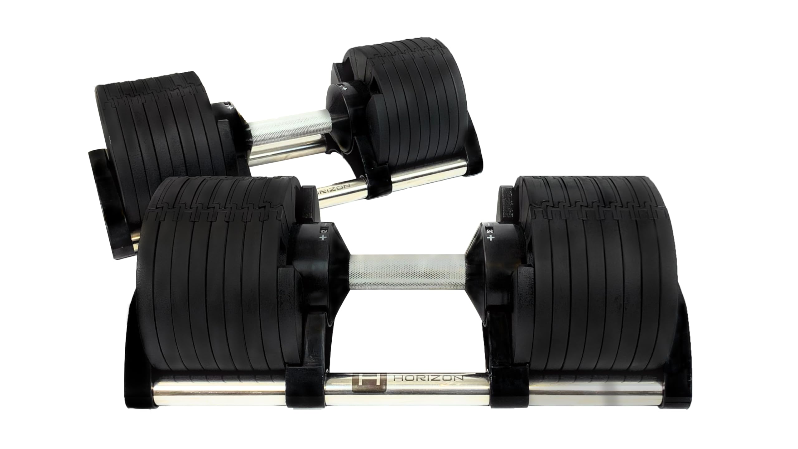 Set Manubri Regolabili Horizon 2-32kg – Pesi con selettore a Scatto con Increm. 2kg – Dumbbell Compatti per Home Gym – Fitness & Forza e Bodybuilding - Manubri con Impugnatura a Rotazione (2x32Kg)