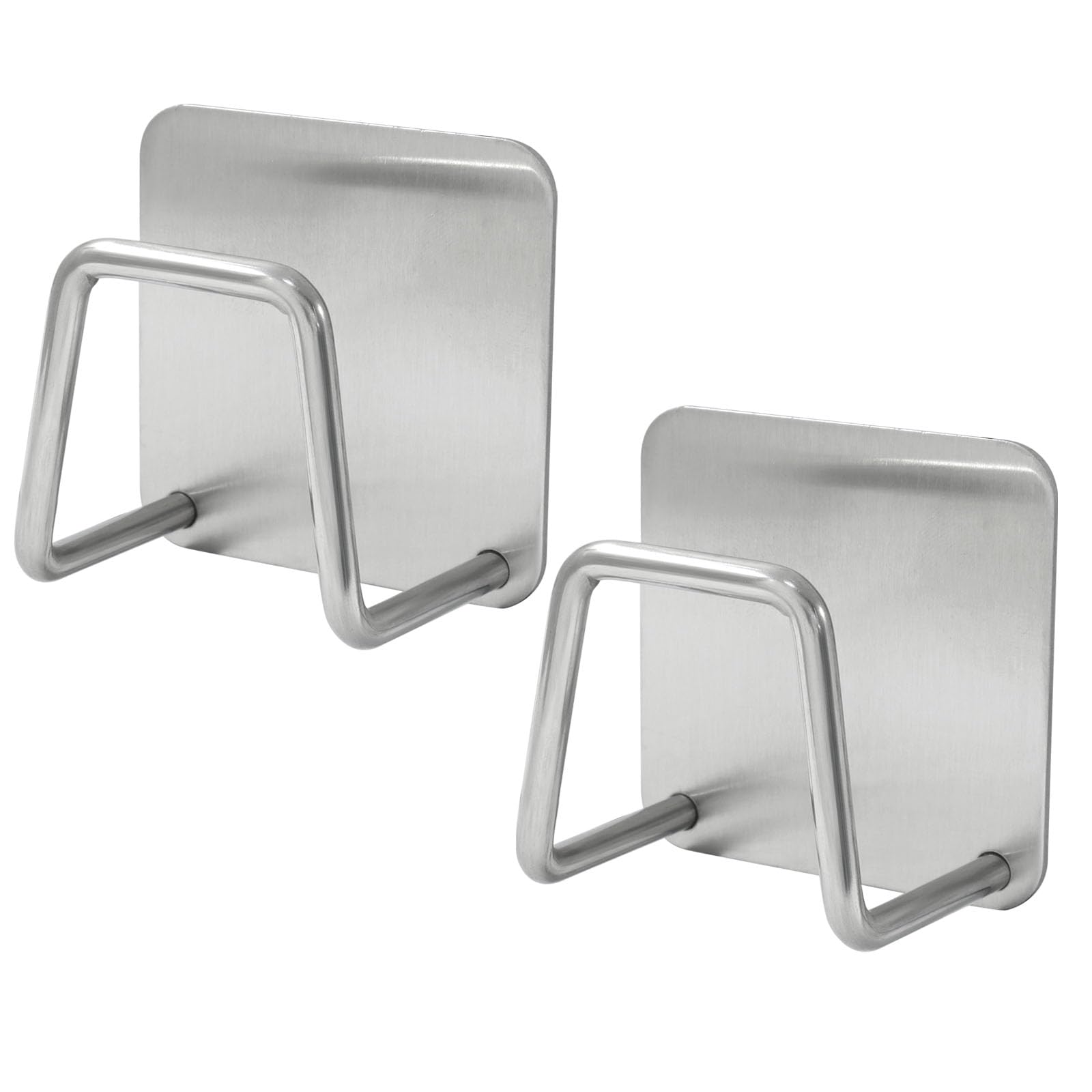 2 Pack Adhesive Stainless Steel Sponge Holder for Kitchen Sink Waterproof Rustproof SUS304 Kitchen Caddy Organizer Silver