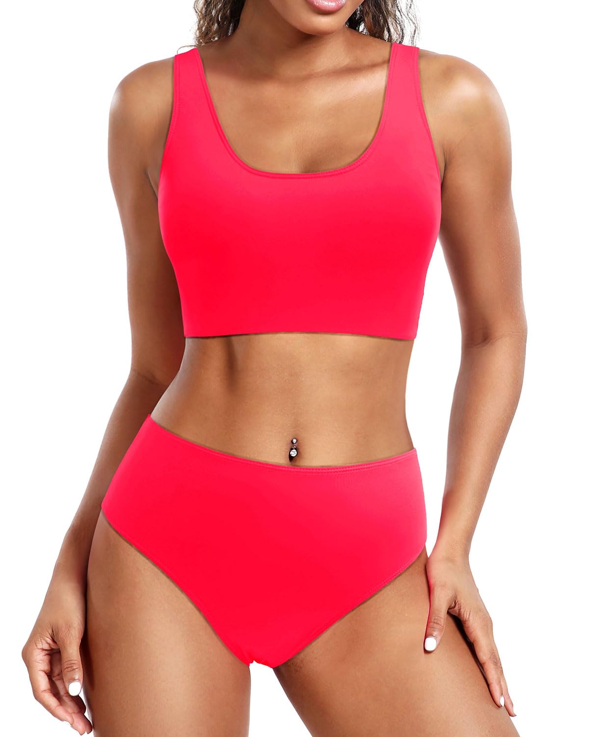 crop top high waisted swimsuit