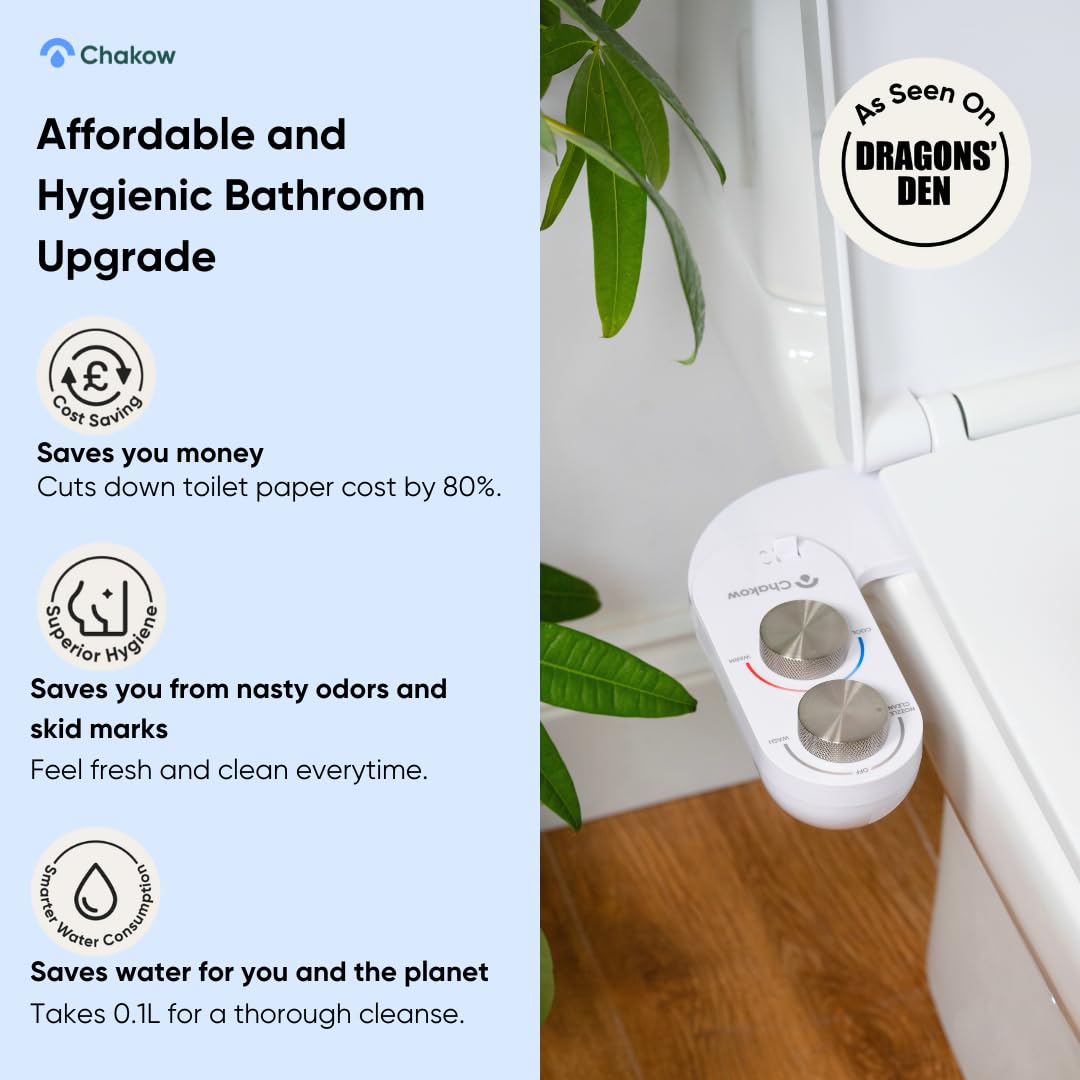 As seen in Dragons' Den, Chakow Bidet Attachment for Toilet UK, Patented Self-Cleaning SmartSpray Nozzle - Image 3