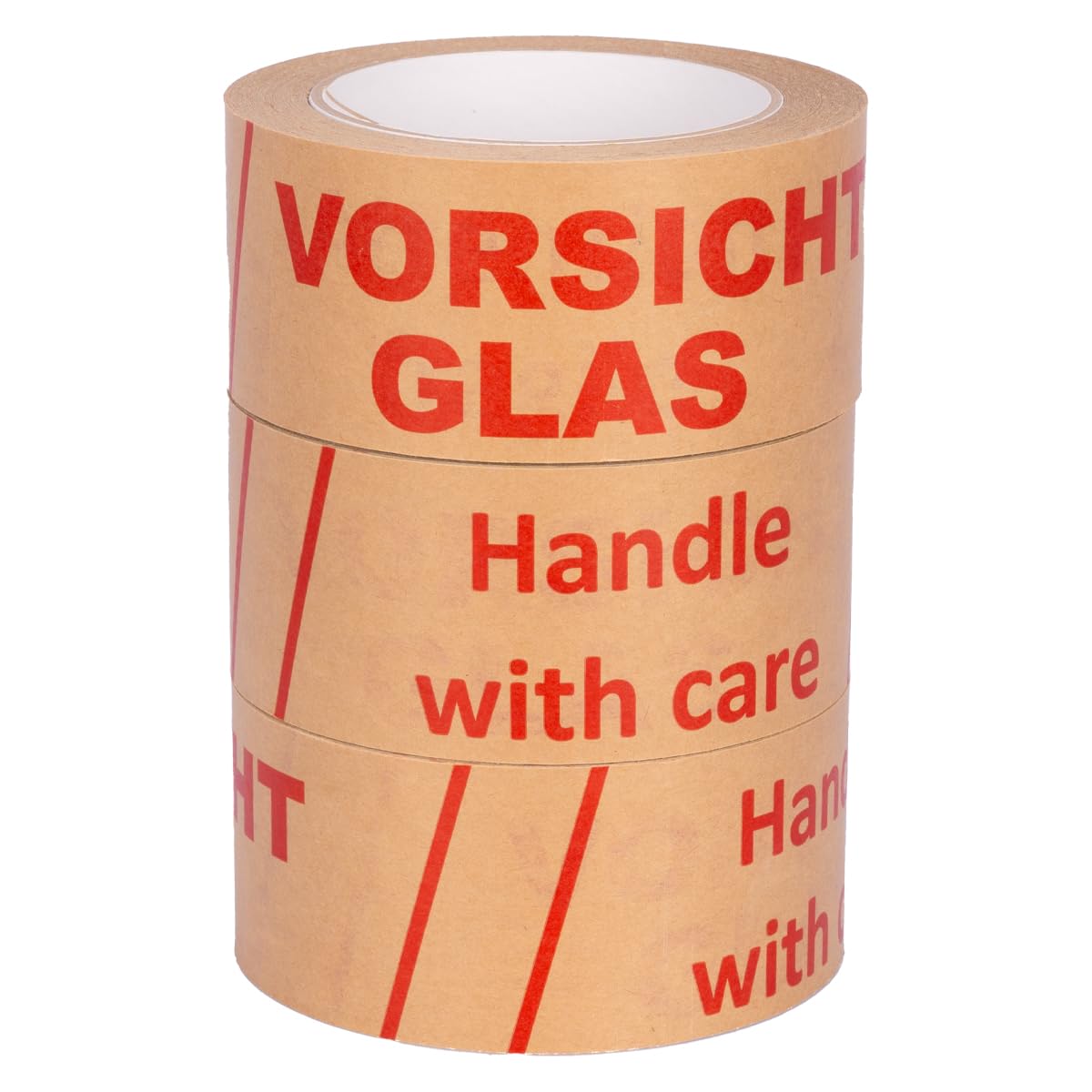 verpacking 36 Rollen Papierklebeband Vorsicht Glas Paketband aus Papier Klebeband 50 m leise abrollend Packband