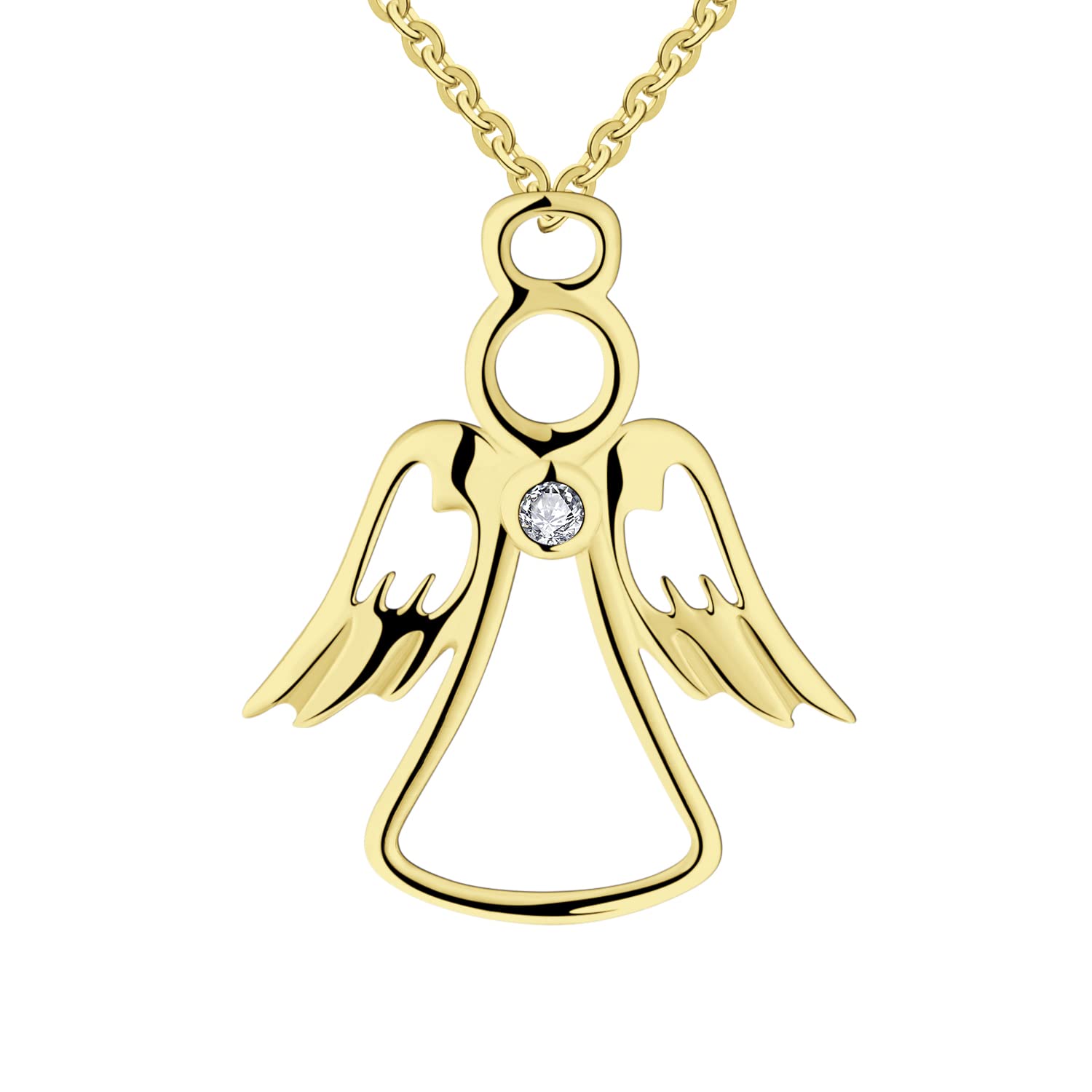 FJ Collar Ángel de la Guarda para Mujer Plata de Ley 925 Colgante Ángel con Zirconia Cúbica Joyas para Mujer Niña
