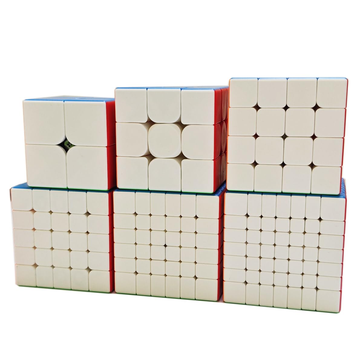 Gobus MoYu MoFangJiaoShi Speed Cube 2x2 3x3 4x4 5x5 6x6 7x7 Set cubi puzzle cubo magico, confezione da 6 set regalo puzzle cubi collezione (Stickerless)