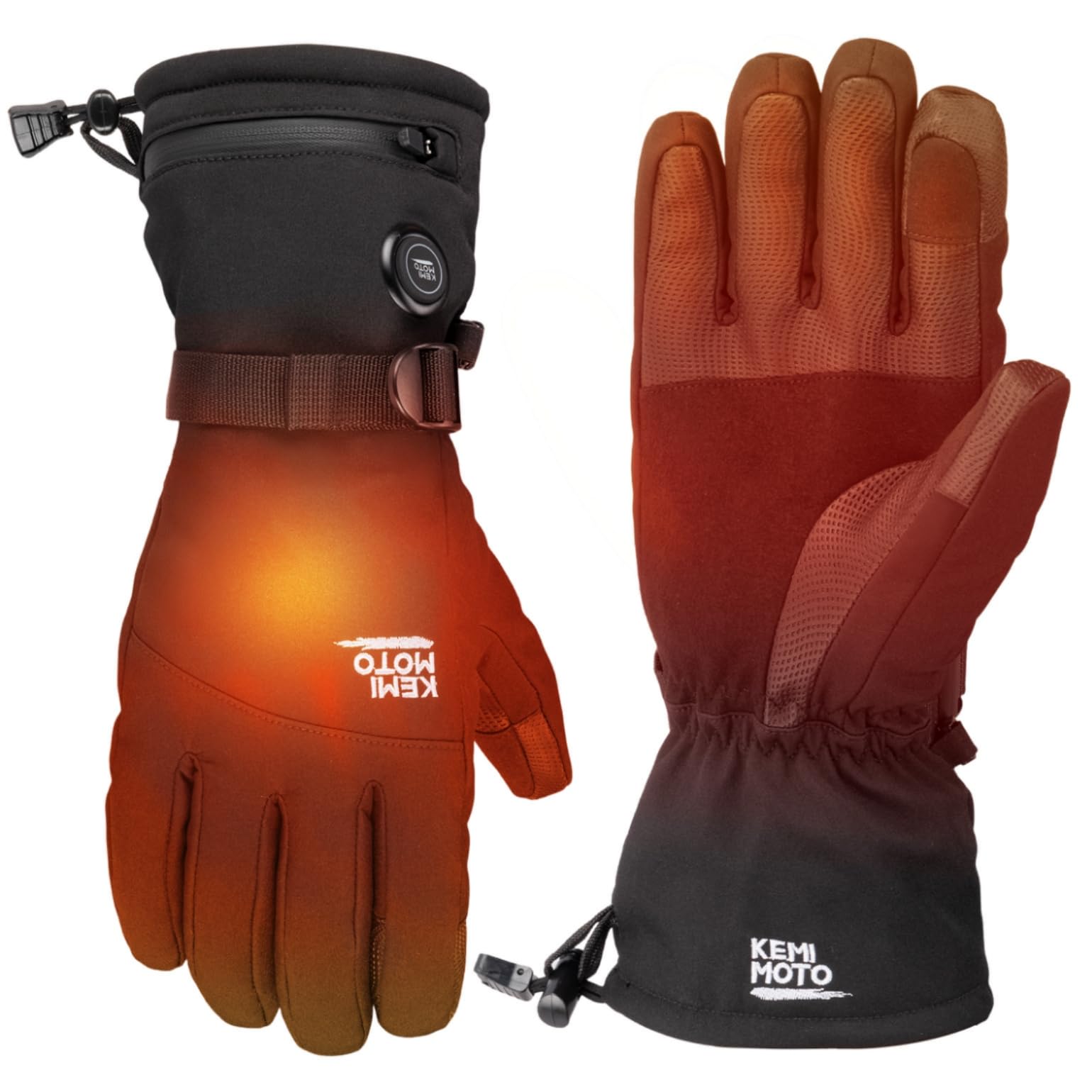KEMIMOTO Gant Chauffant Moto, Rechargeables Électriques 2500MAH Gant Moto Hiver Imperméables Écran Tactile Thermiques avec 3 Réglages de Chaleur pour Patinage Ski Bicyclette Camping