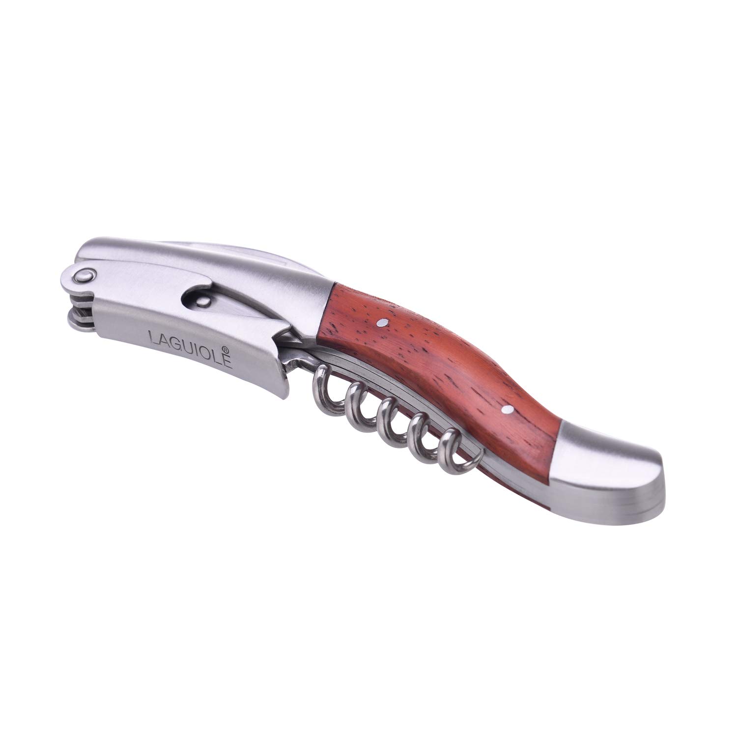 LAGUIOLE - Sommelier - Manico in legno di pero - Cavatappi, Tagliacapsule e Apribottiglie - Confezione regalo - acciaio inossidabile - rosso