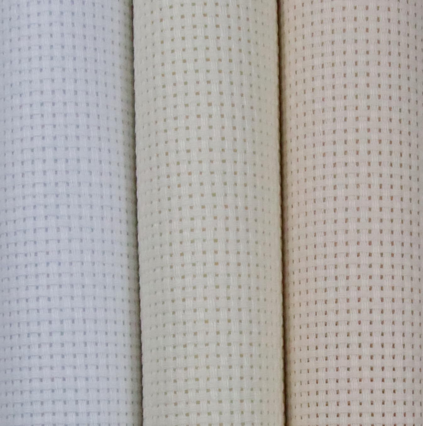 KCS 3 pc of 15" x 18"(38cmx45cm) 11 Count Cross Stitch Cotton Aida Cloth Needlework Rolled Fabric Box,11CT,White+Antique White+Ecru
