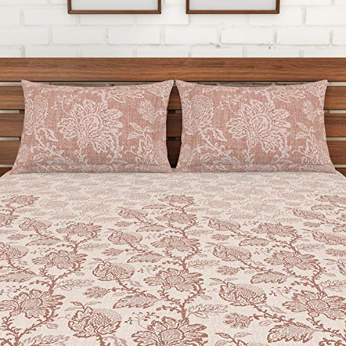 Image of Spaces Atrium 144 TC 100% Cotton King Size Double Bedsheet with 2 Pillow Covers ( 108 inch X 108 inch Inches) - TAV, brown, large (ATR-3)